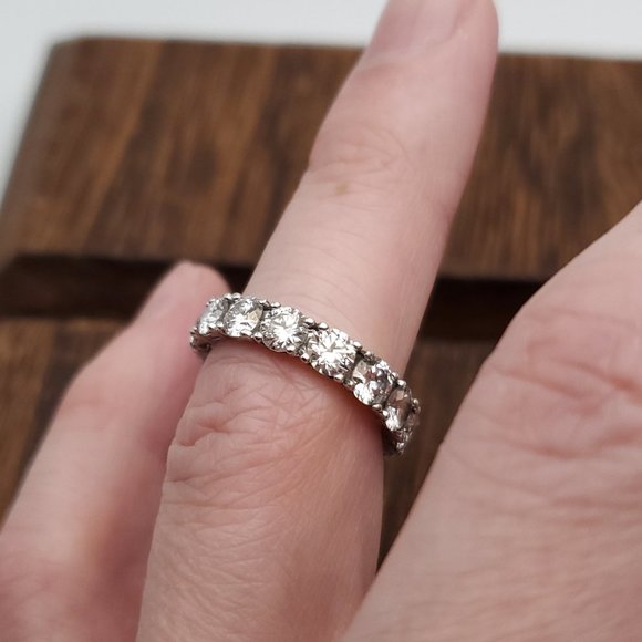 Size 6 925 Sterling Silver 4.5 Carats Of Moissanite Diamonds Ring - Picture 5 of 9